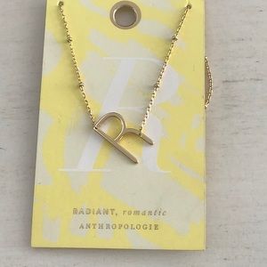 Anthropologie R initial gold tone necklace 💛NWT